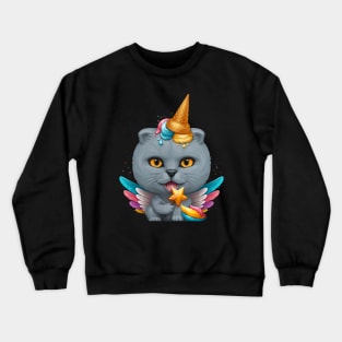 British Shorthair Cat Ice Cream Unicorn Crewneck Sweatshirt